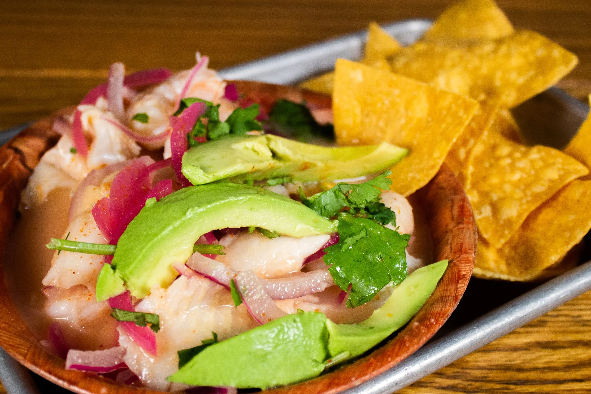 ceviche and chips