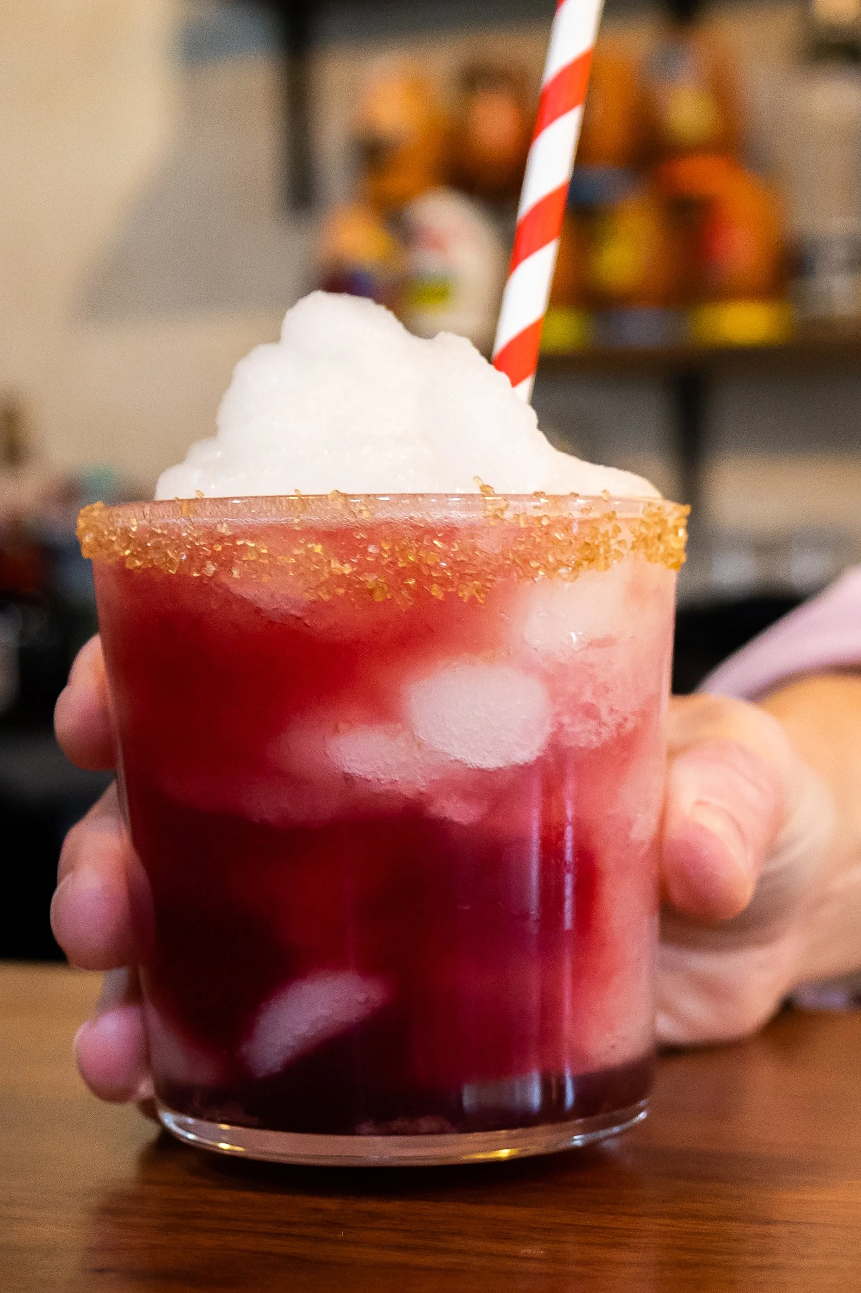 frozen drink with straw