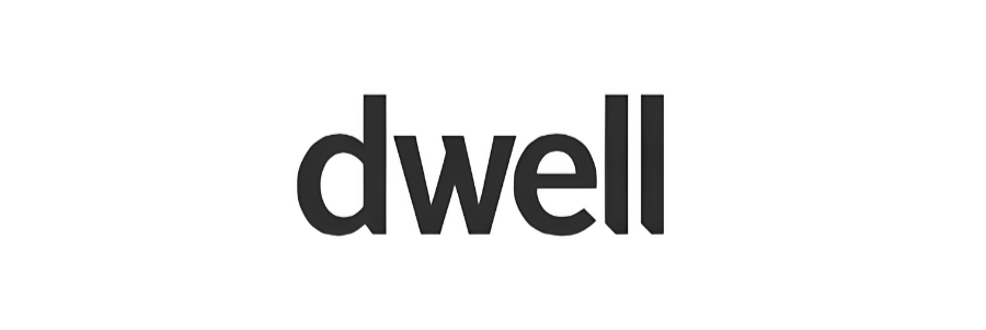 The word 'dwell' written in bold black letters on a white background.