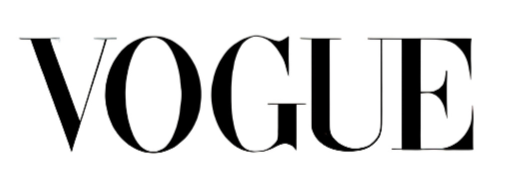 Vogue magazine logo in black uppercase serif font on a white background.