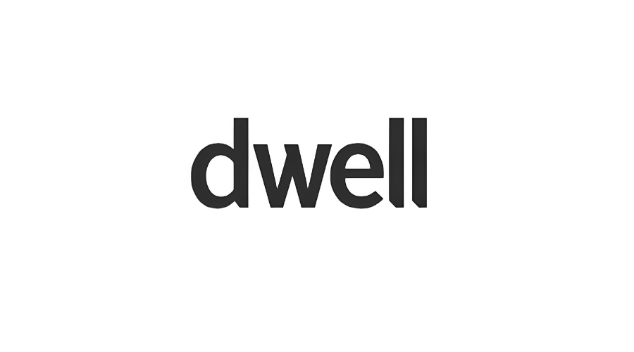 The word 'dwell' written in bold black letters on a white background.