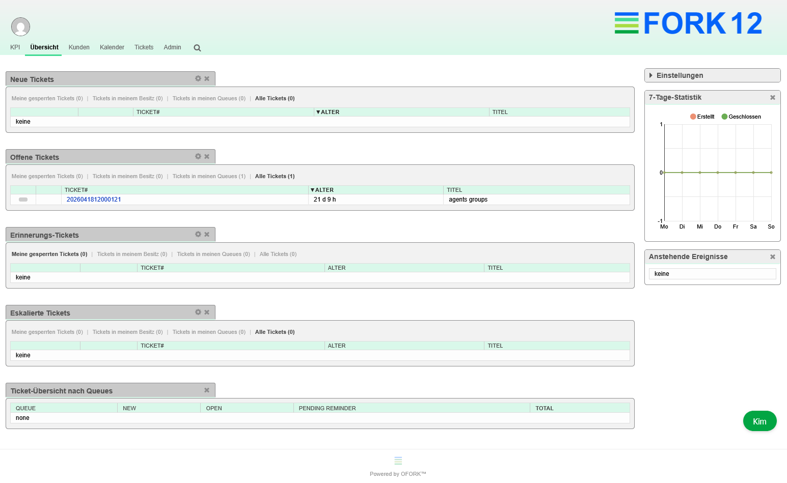 OFORK Open Source Help Desk and Ticket System with Kim AI