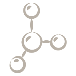 Simplified illustration of a molecular structure with a central atom connected to three other atoms.