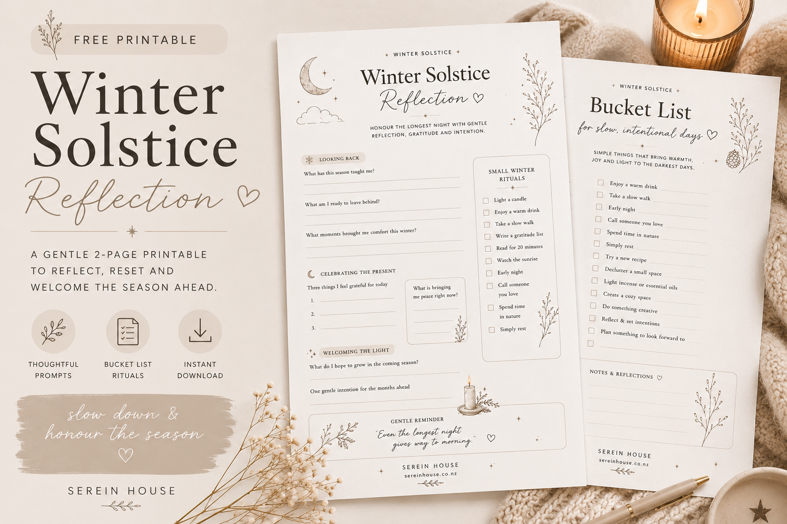 Free Winter Solstice Reflection Printable
