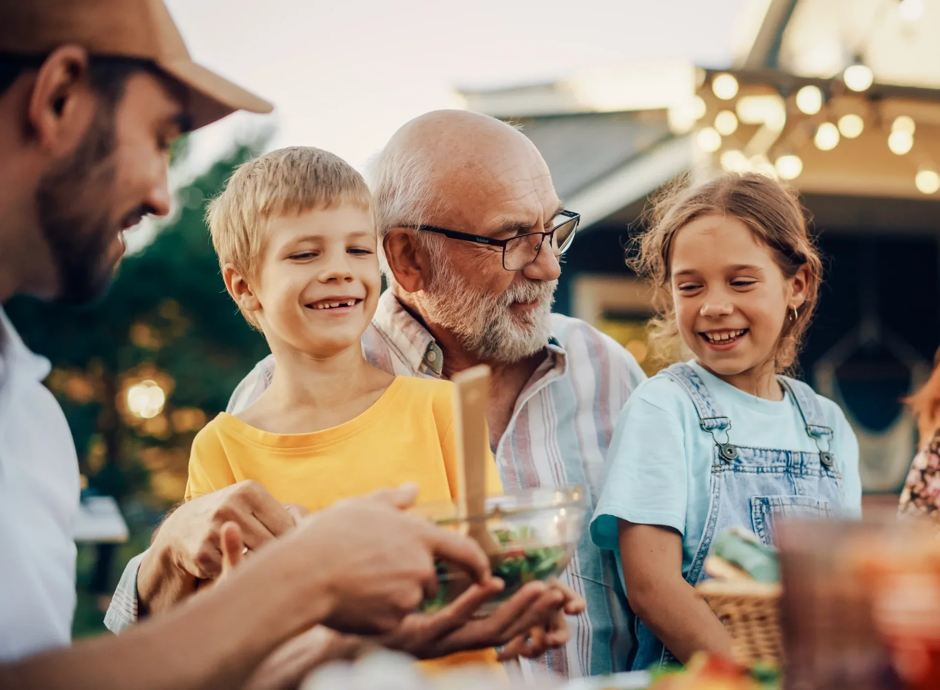 man with grandkids in retirement