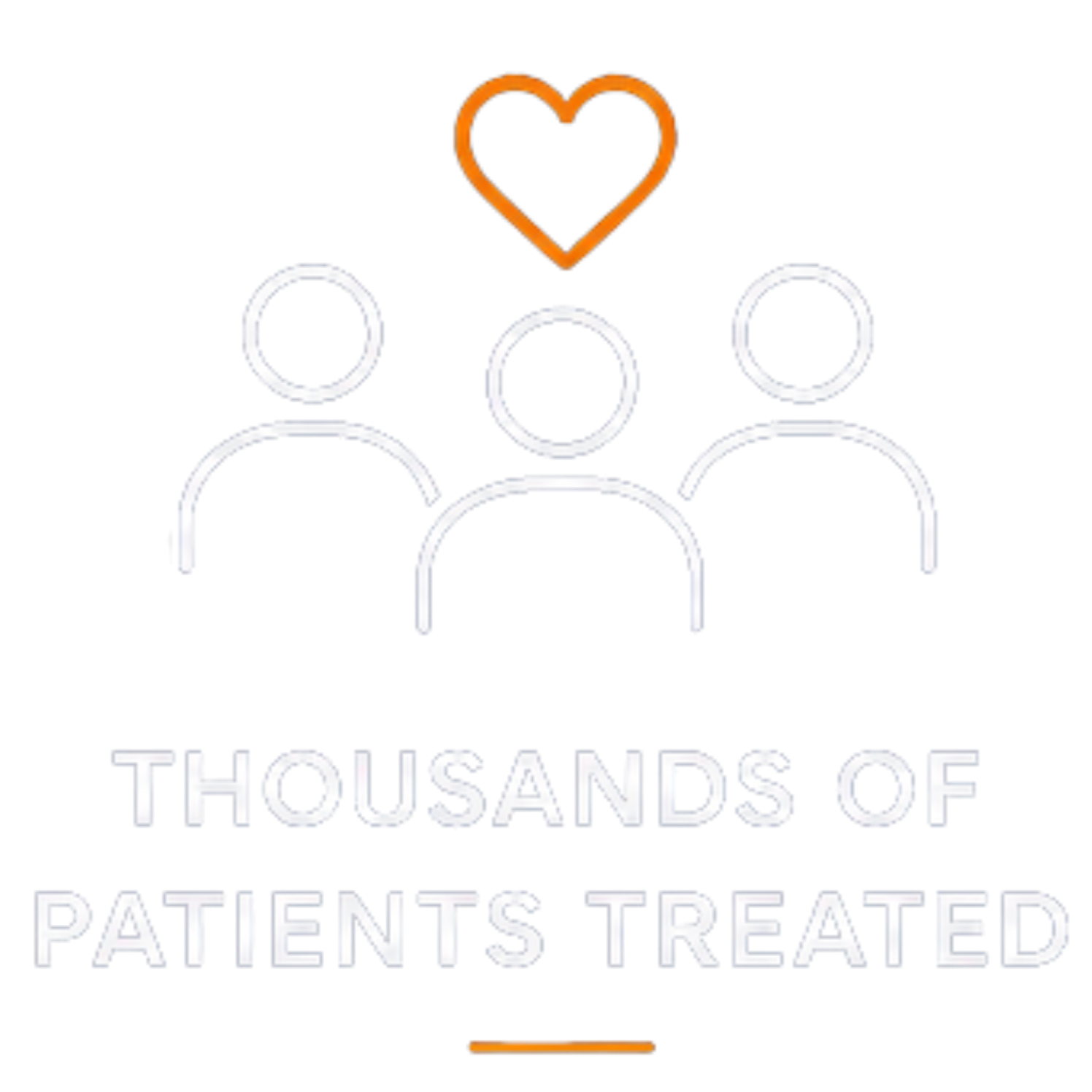 Graphic showing one heart and three human figures with text that reads, "THOUSANDS OF PATIENTS TREATED."