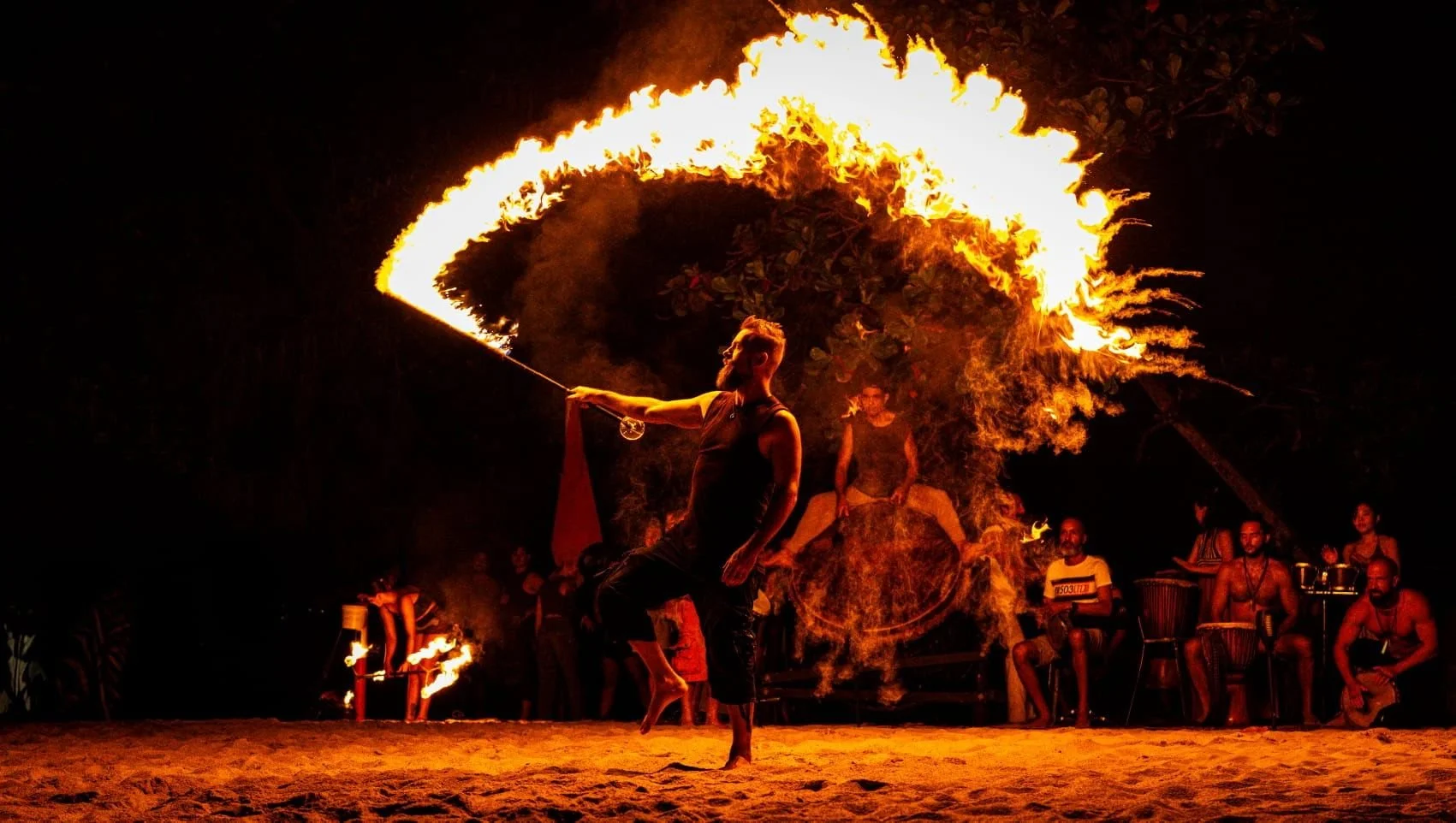 Nice shot of me with my handmade lycopodium contact fire sword. 

Made it myself. 🤗🥰

The fire and drumming gathering over the weekend was so great. Im so blessed to be in a position to facilitate them and so grateful to everyone that comes and hri