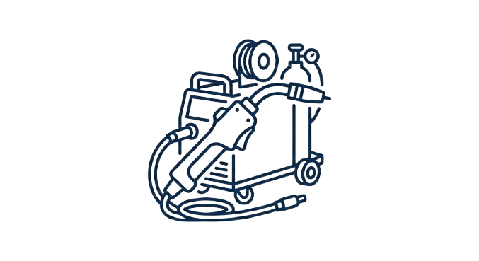 Outline drawing of a MIG welder