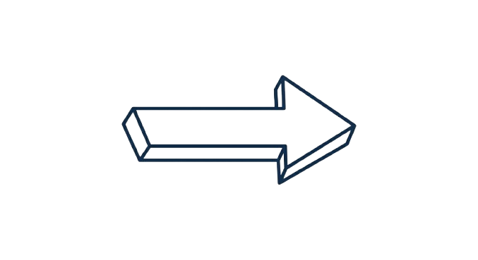 3D outline of a right-pointing arrow in black and white.