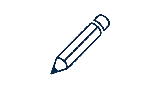 Outline drawing of a pencil with a cap, viewed from an angle.