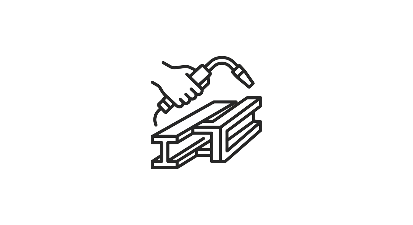 Line drawing of a handheld MIG welding