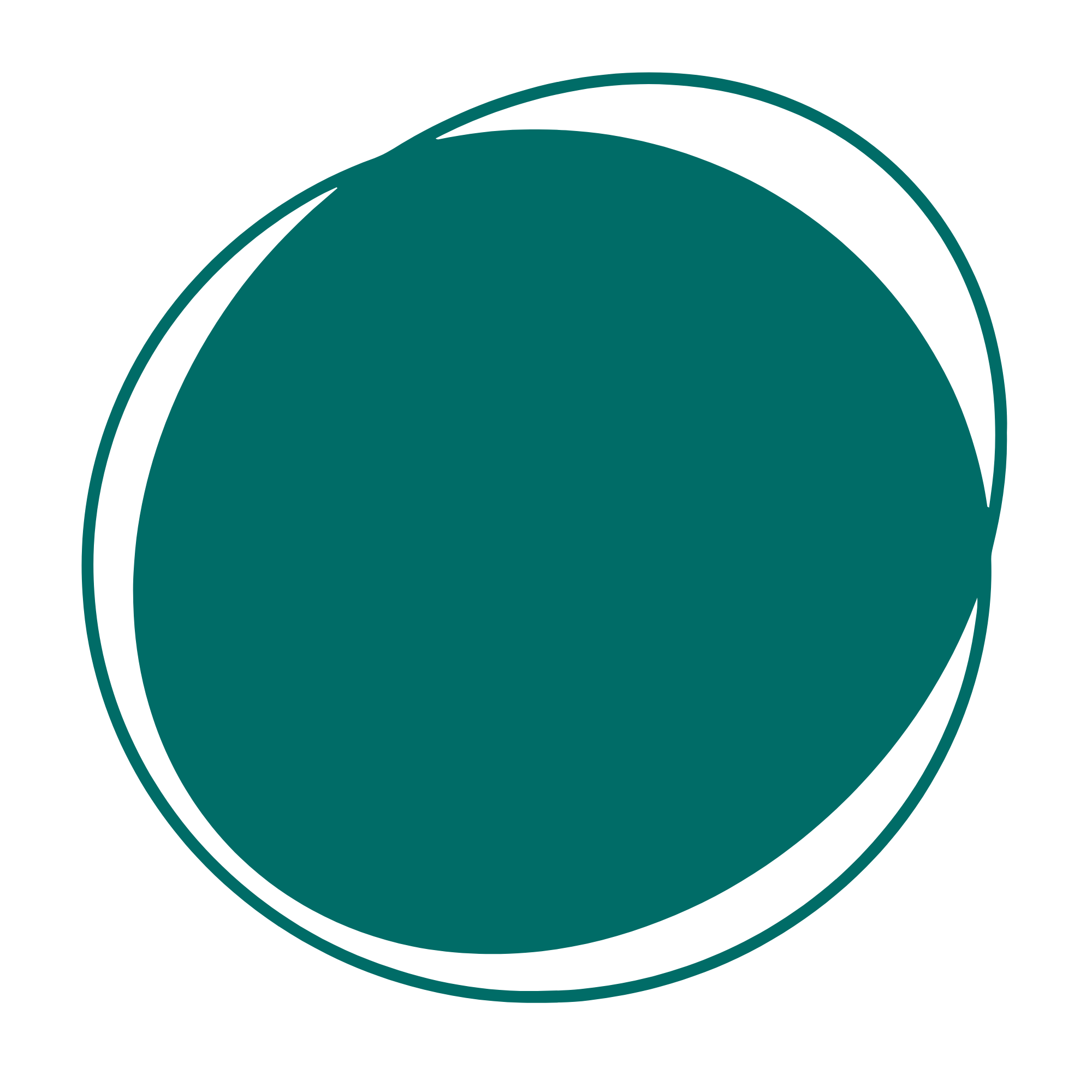 A black background with overlapping teal circles of varying sizes.