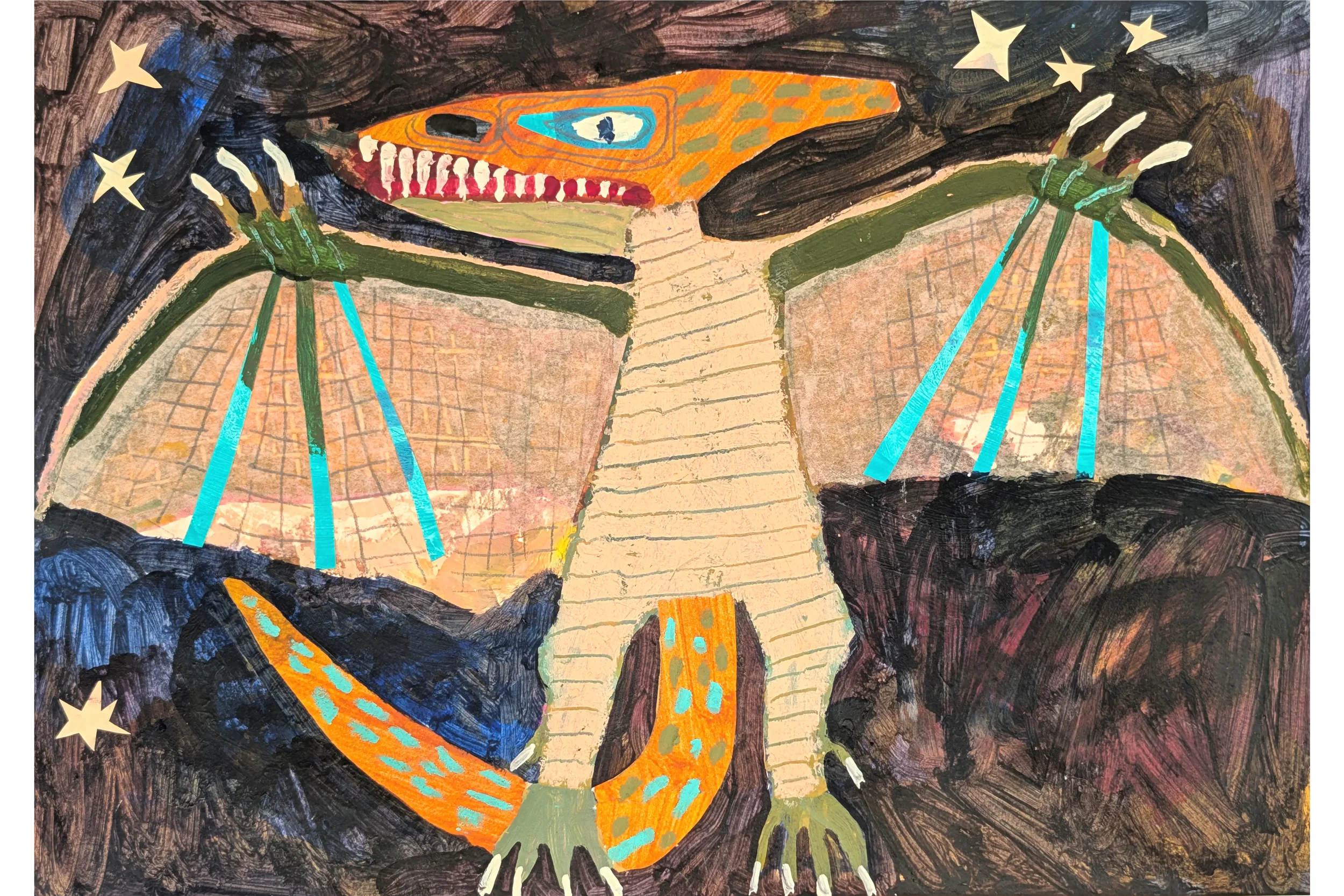 Flying Dinosaur In Stripes