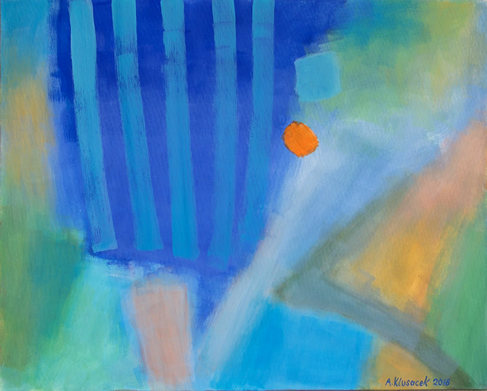 „SCHWEBENDES ORANGE“
2018-5. ACRYL
80x100cm
