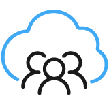 Icon of a cloud with three people underneath