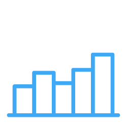 Icon of three people above a rising bar chart, representing growth or progress.