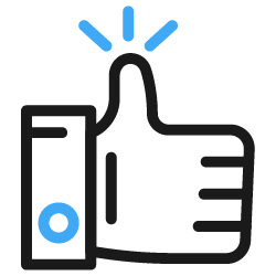Thumbs-up icon with a glowing effect