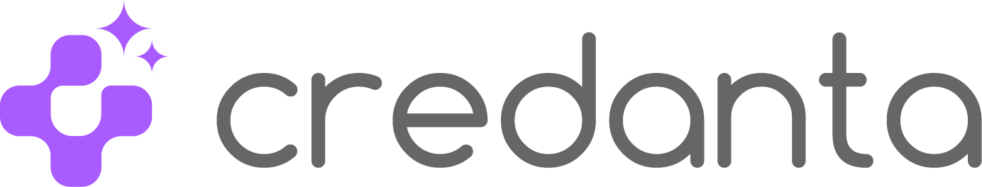 Logo of Credanta featuring stylized purple cross and the company name in gray lowercase letters.