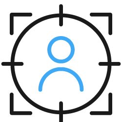 Icon of a person inside a target or crosshairs.