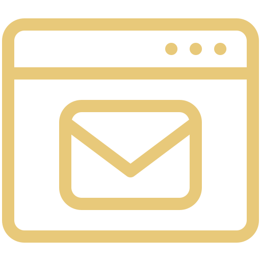 Icon of a web browser window with an email envelope in the center.