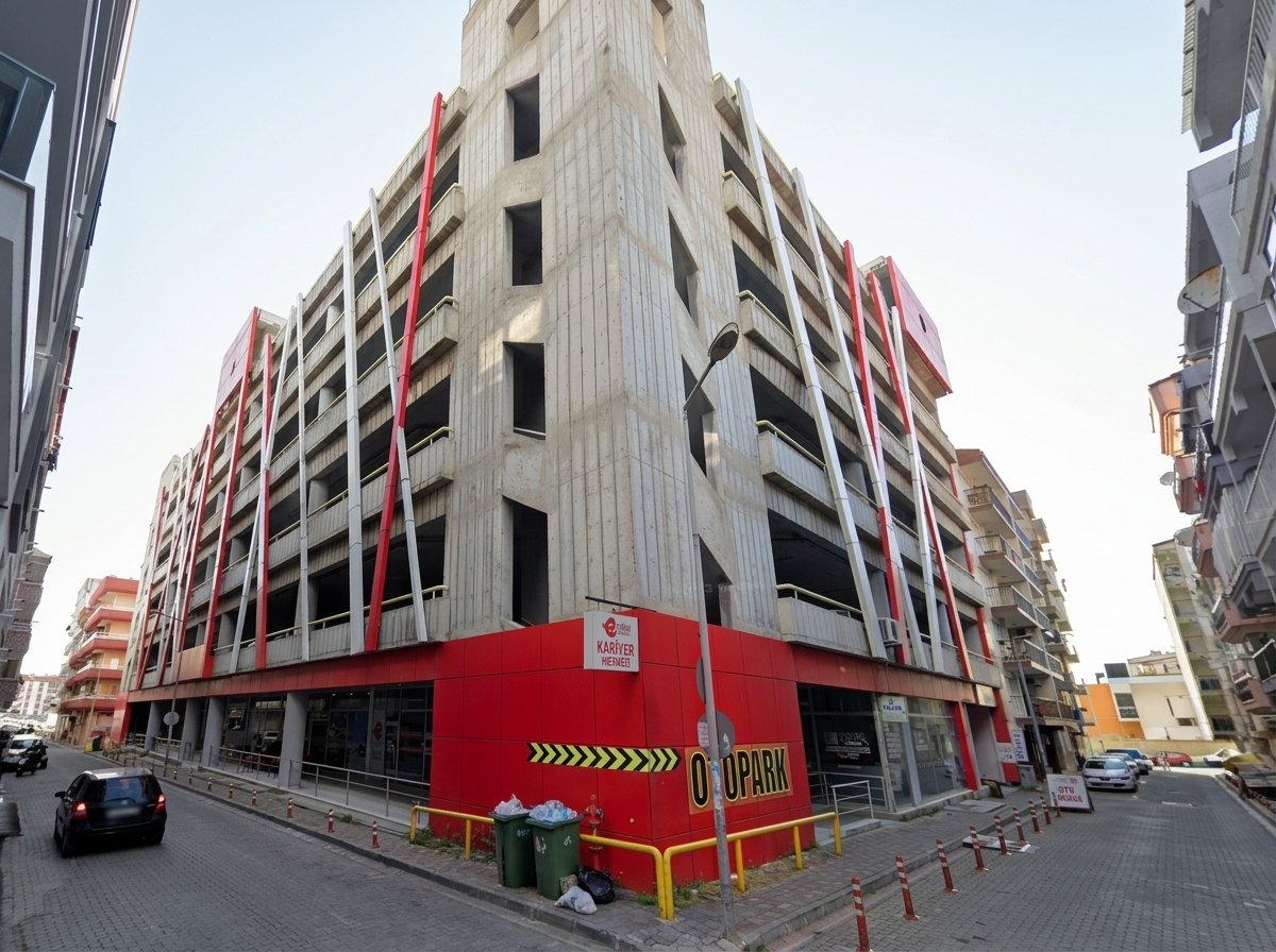 Aydın Vakıflar Genel Müdürlüğü çok katlı otopark projesi mimari tasarımı ve 3D render modellemesi - Design Contract.