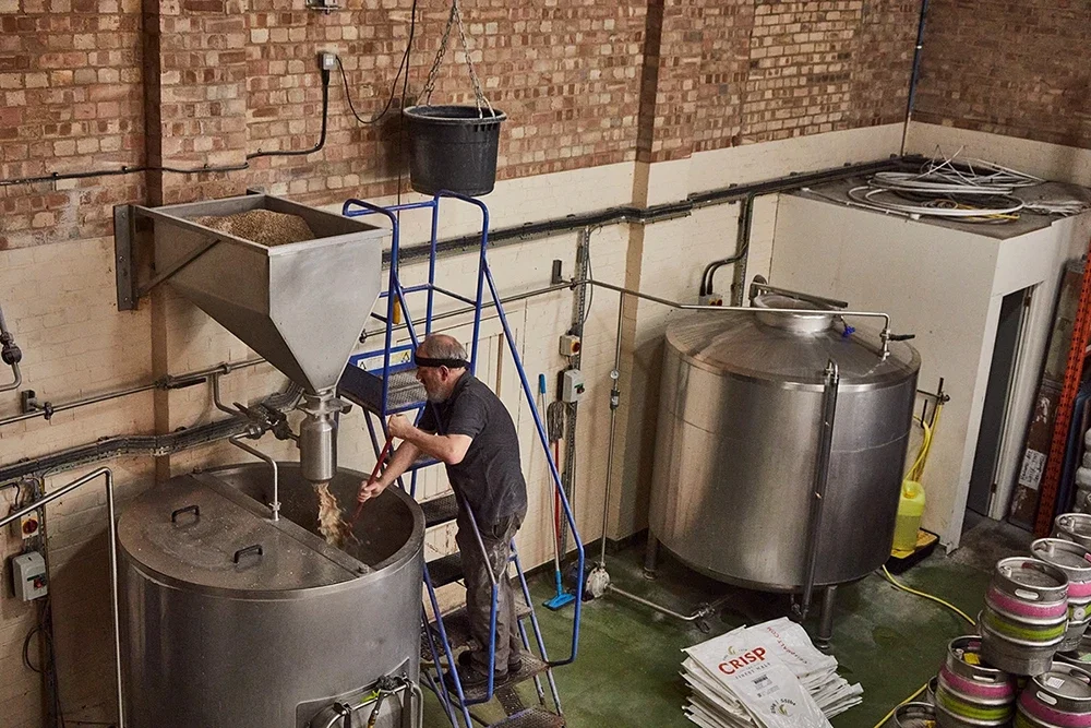 Brewing in action at the estate's on-site brewery, Barsham Brewery