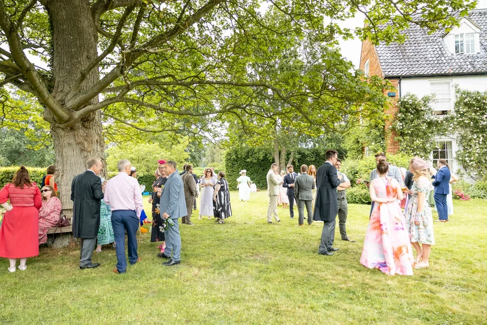 Guests at a wedding at Meadow House on the West Barsham Estate