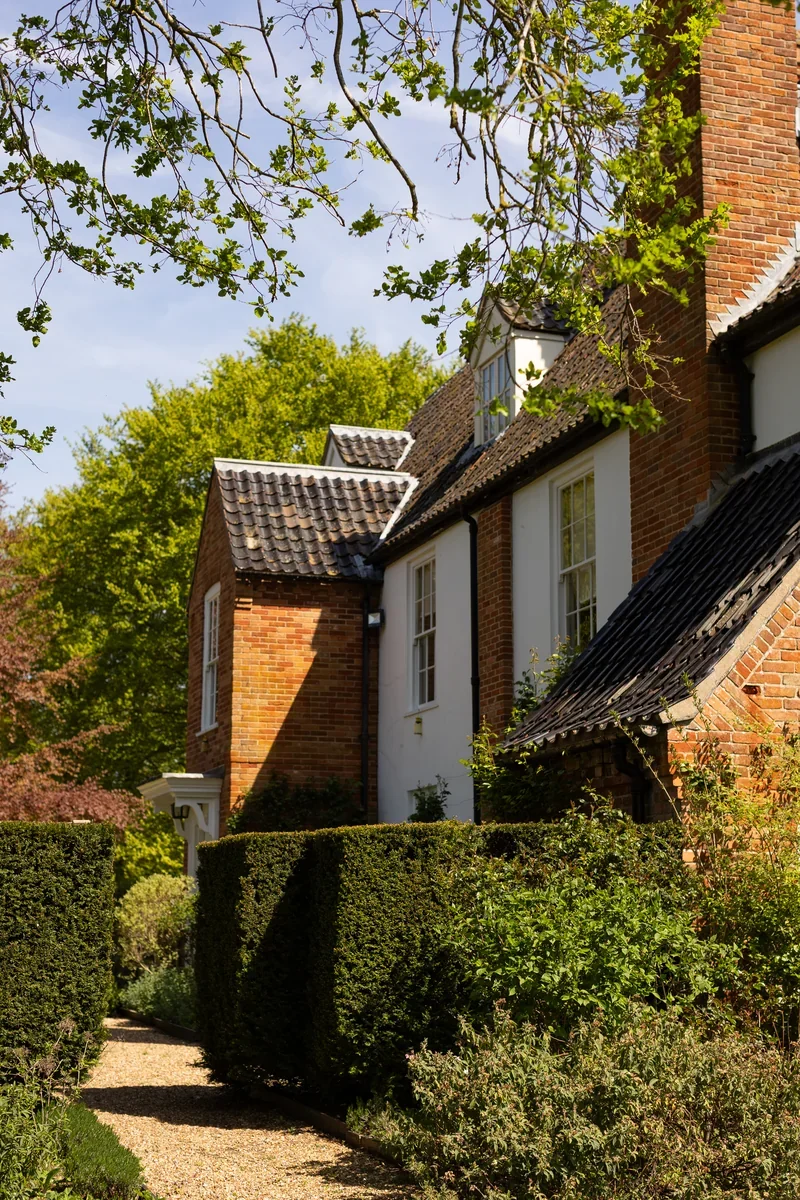The front of the house viewed from the gardens