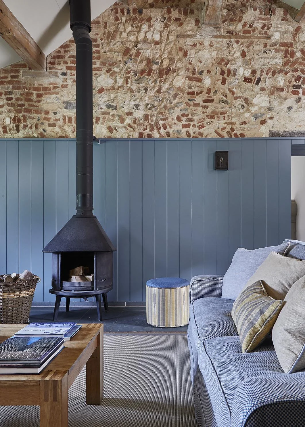 Greys Court's cosy sitting room with wood burner