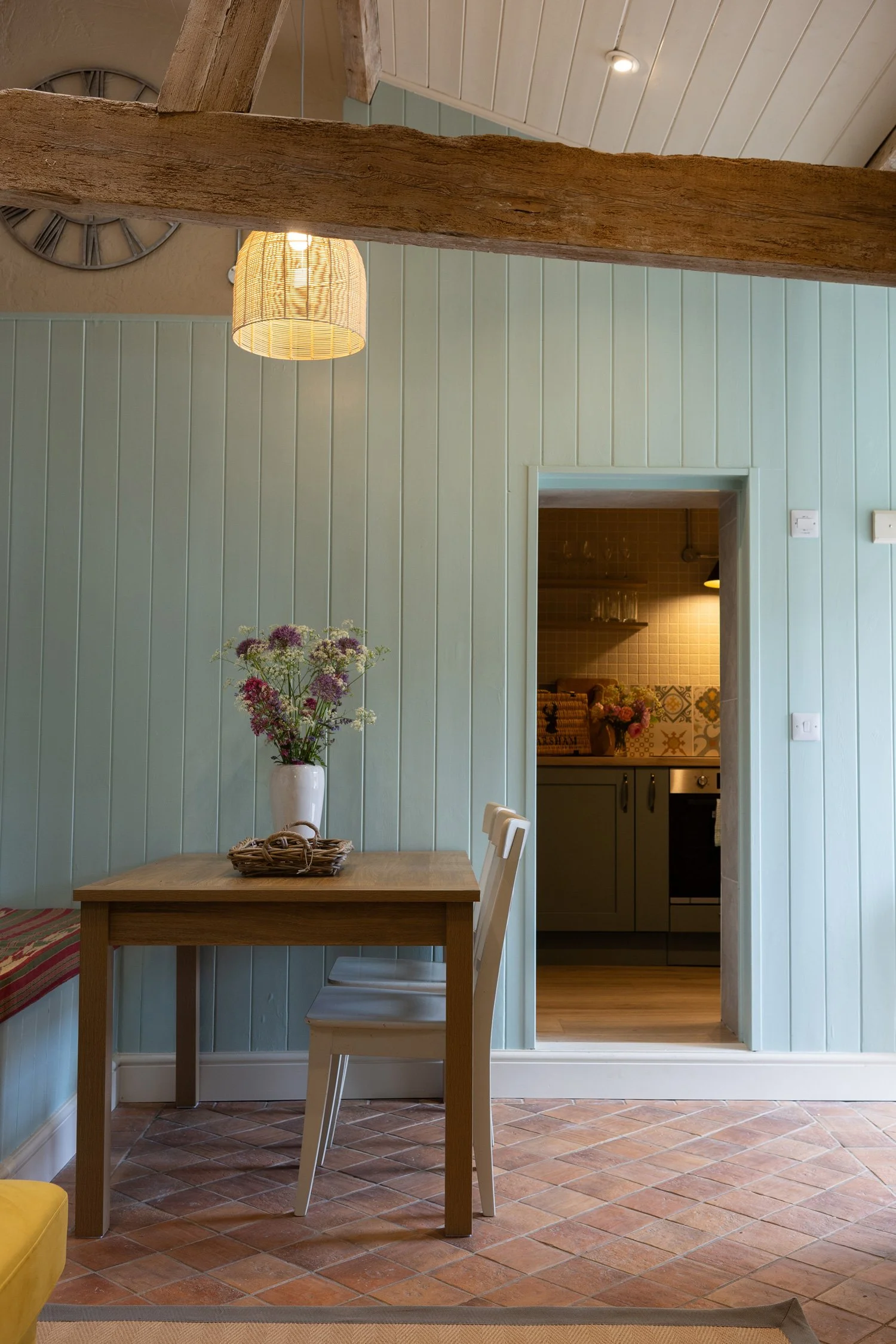 The dining area and kitchen in Little Sandford