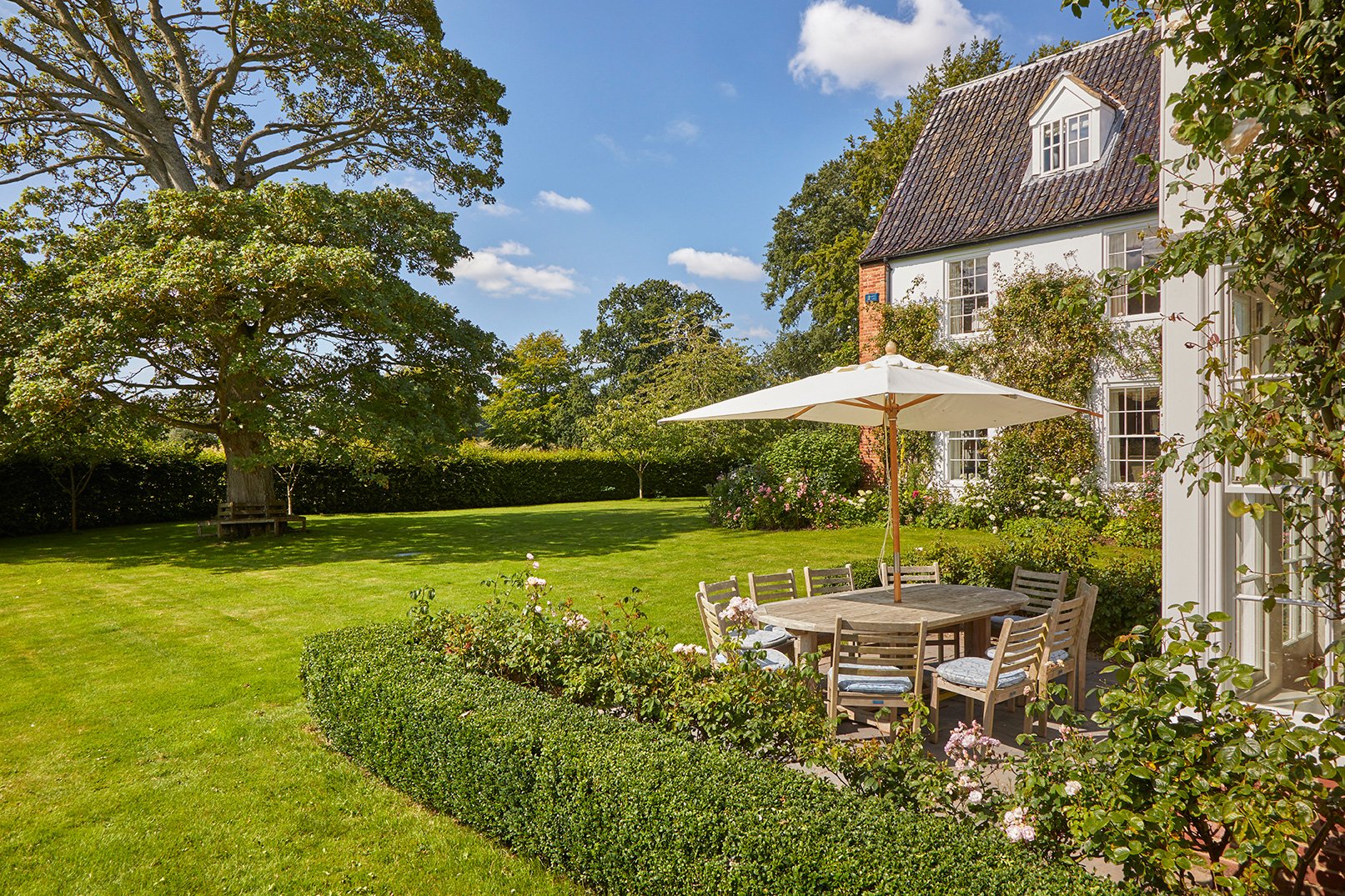 The rose garden from the terrace at Meadow House