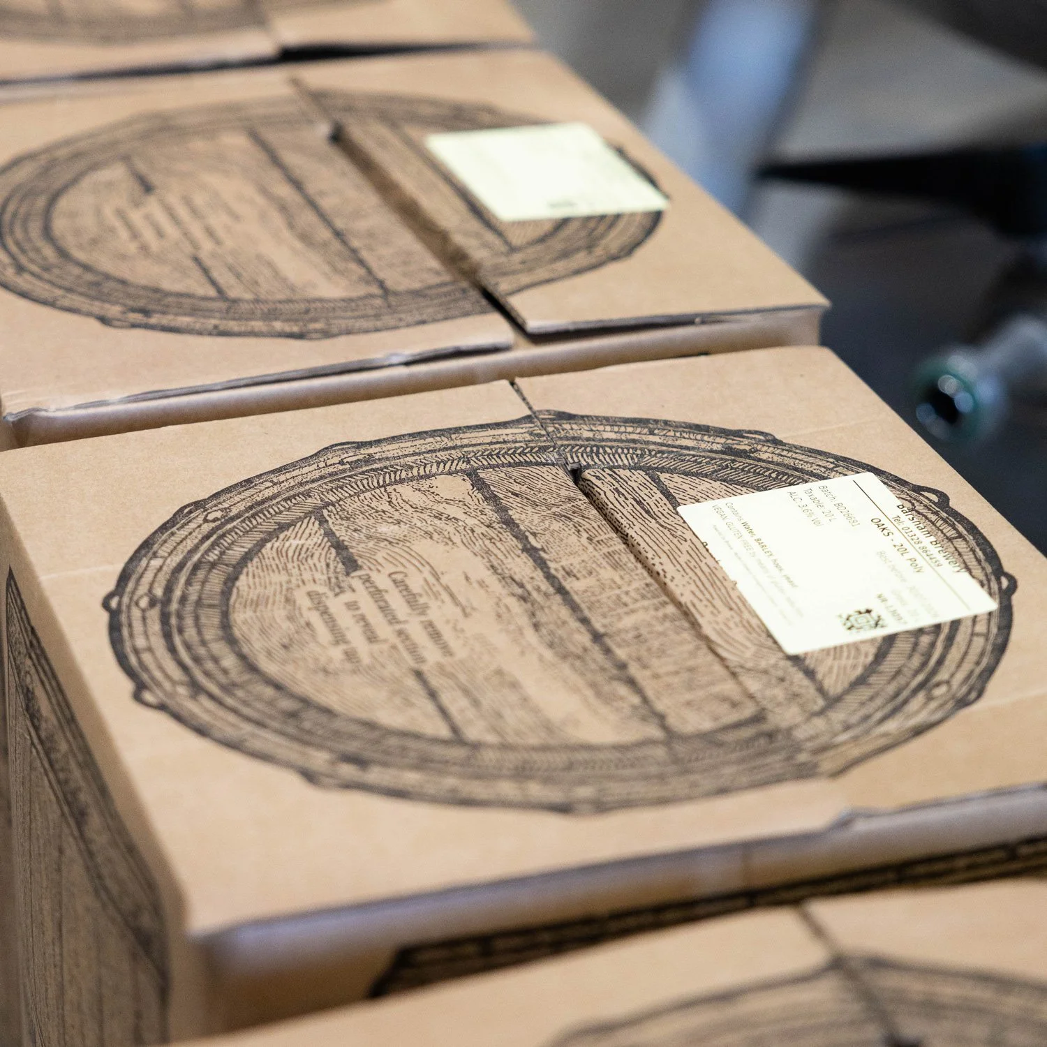 Boxed kegs of draught beer from Barsham Brewery