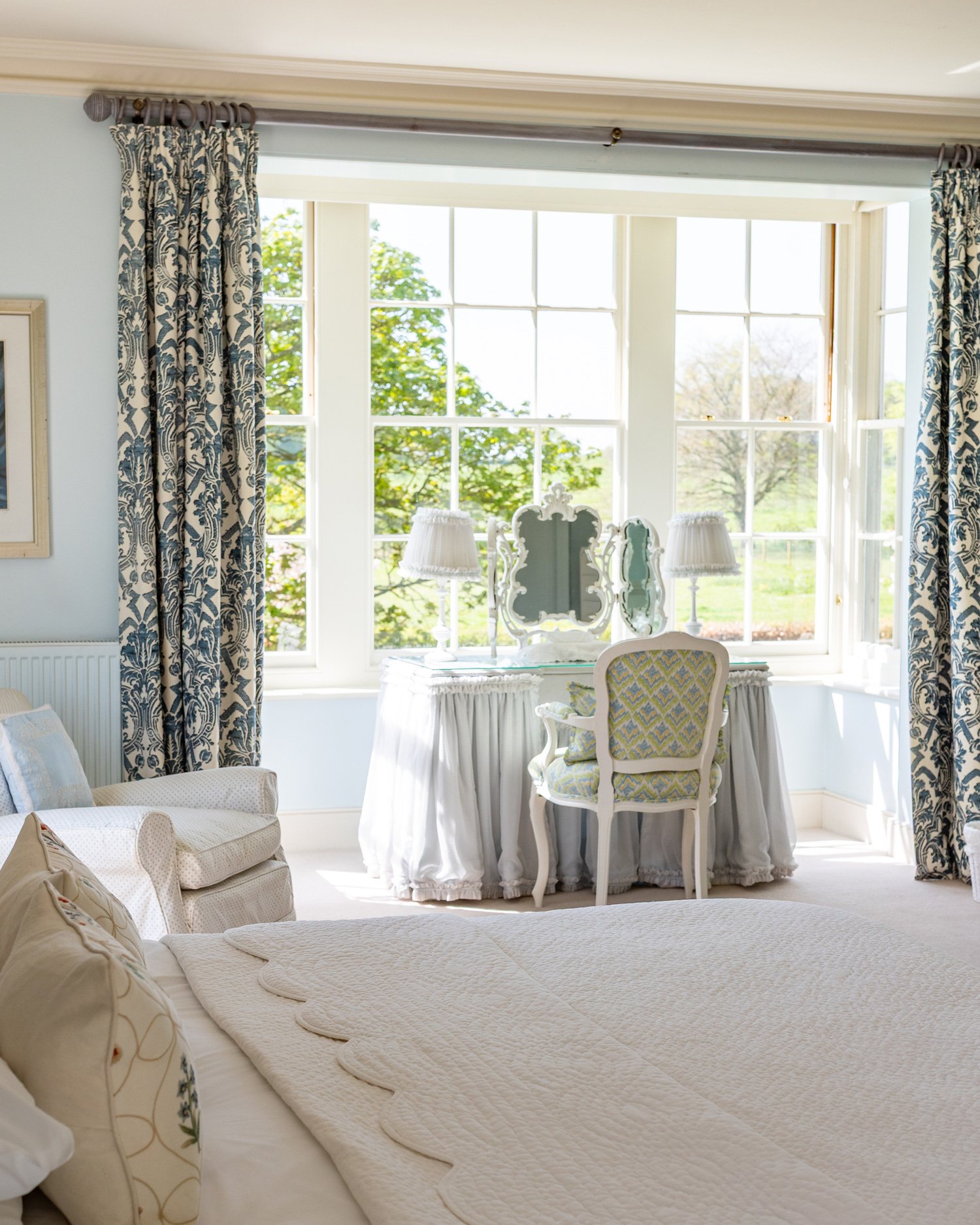 The light-filled master bedroom in Meadow House