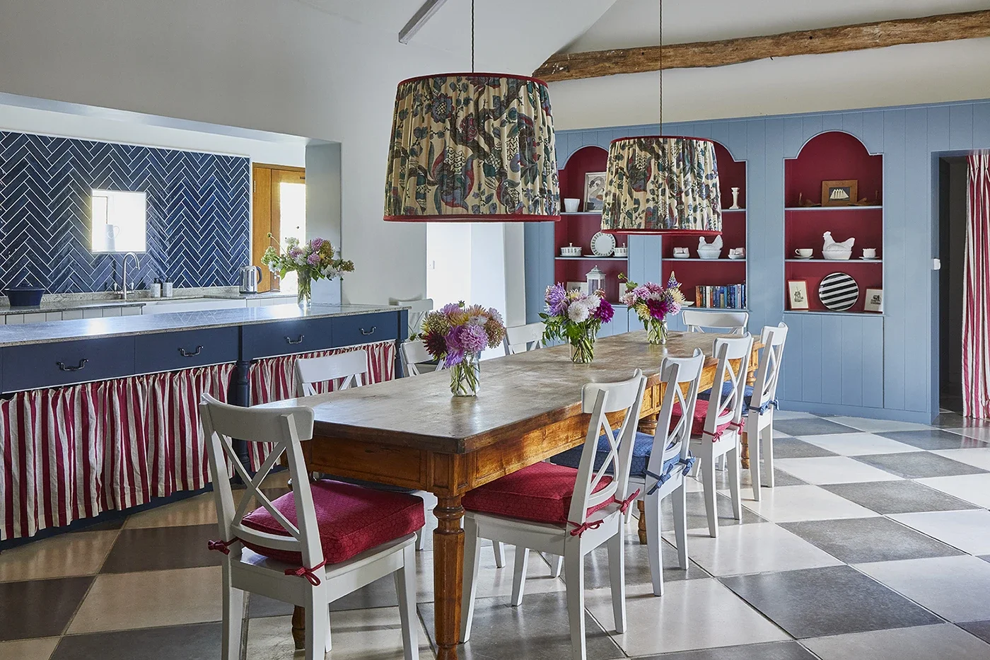 The open plan kitchen/dining room in Greys Court