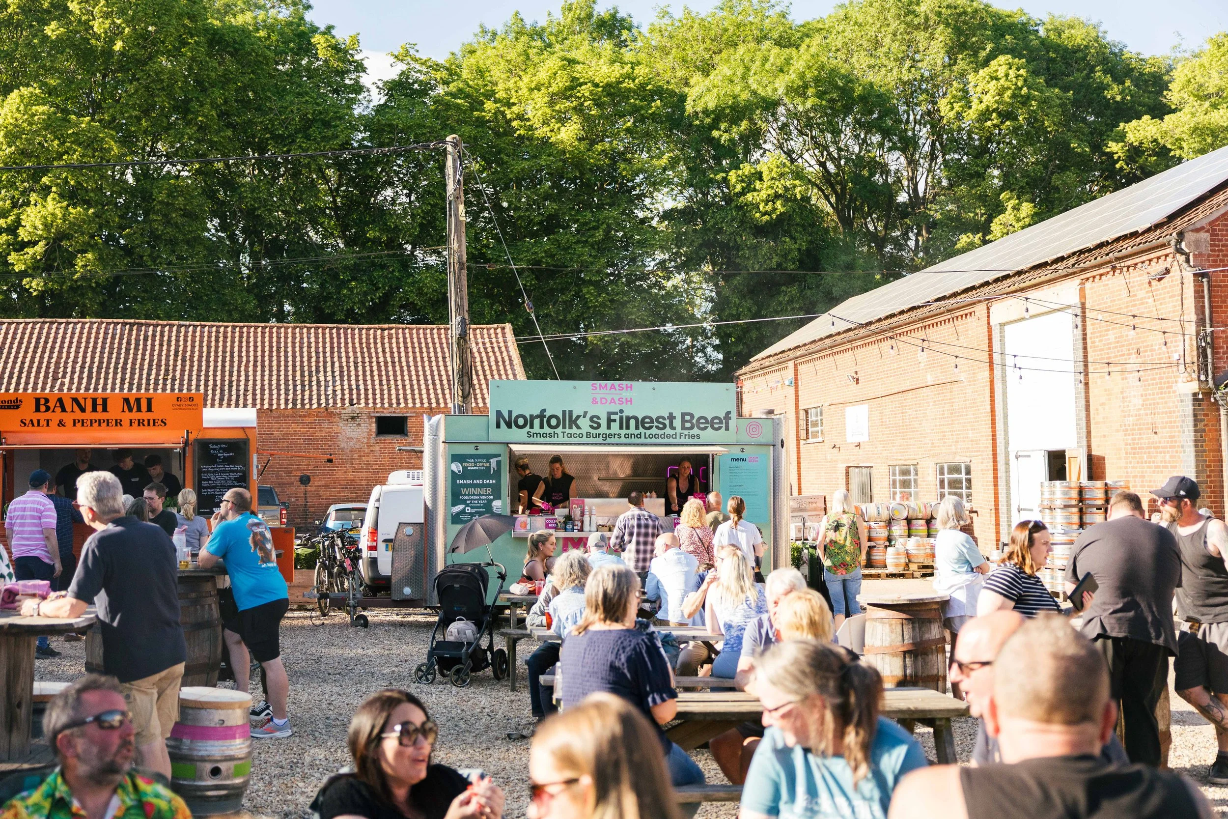 Street Food Friday in the StackYard at Barsham Brewery with street food from Smash & Dash and Banh Mi