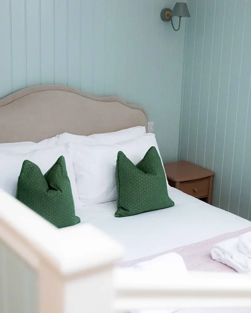 The main bedroom in self-catering holiday barn, Little Barsham on the Barsham Estate