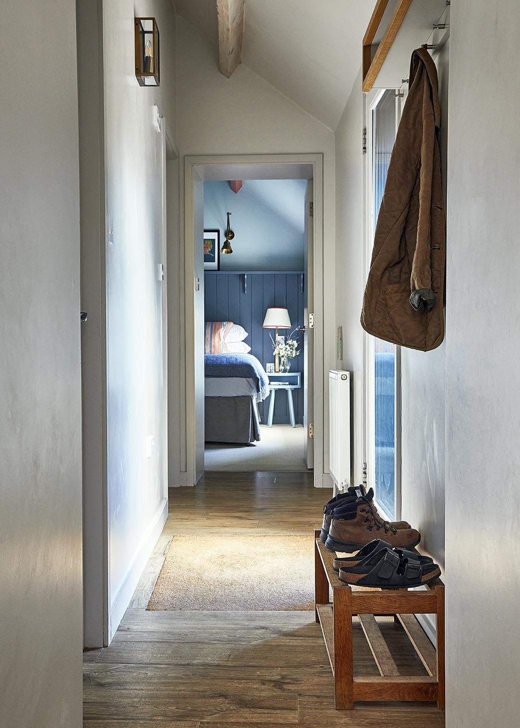 The entrance hallway in The Loose Box looking towards one of the bedrooms