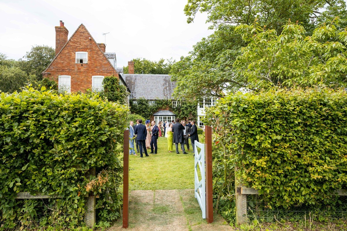 Guests at a wedding at Meadow House on the West Barsham Estate