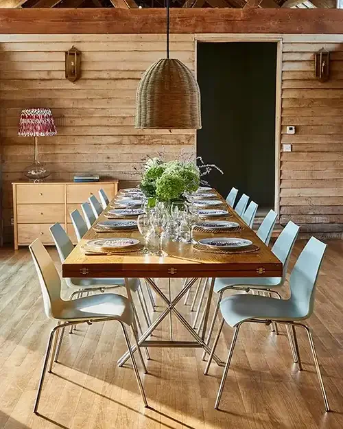 The dining room in Great East, one of the Barsham Estate's largest holiday barns