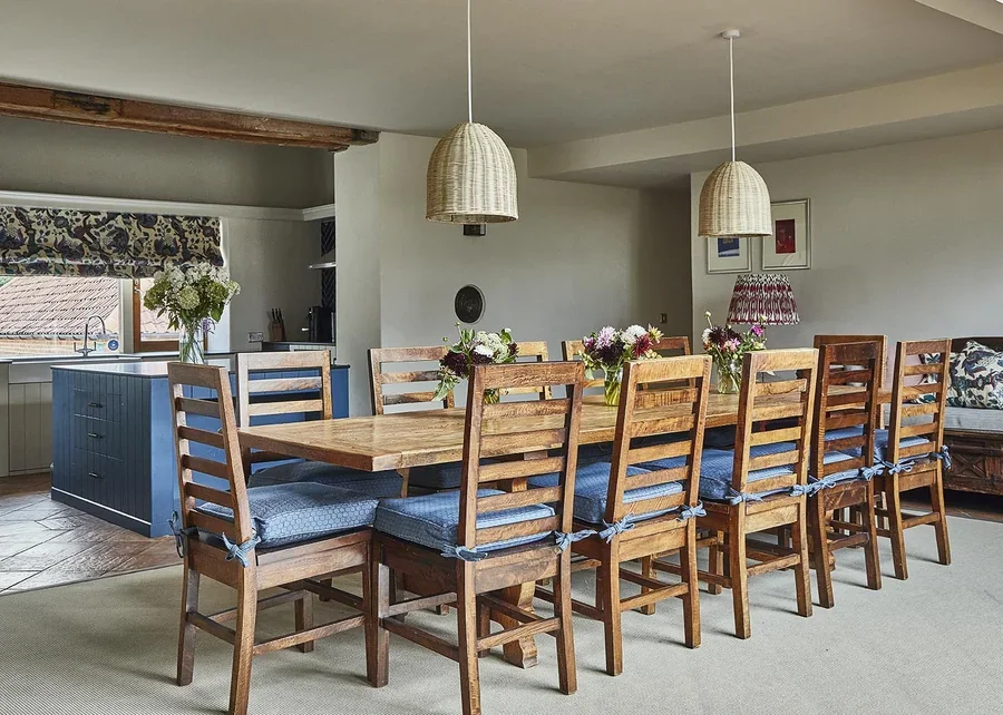 The airy dining room adjacent to the open plan kitchen in High Barsham
