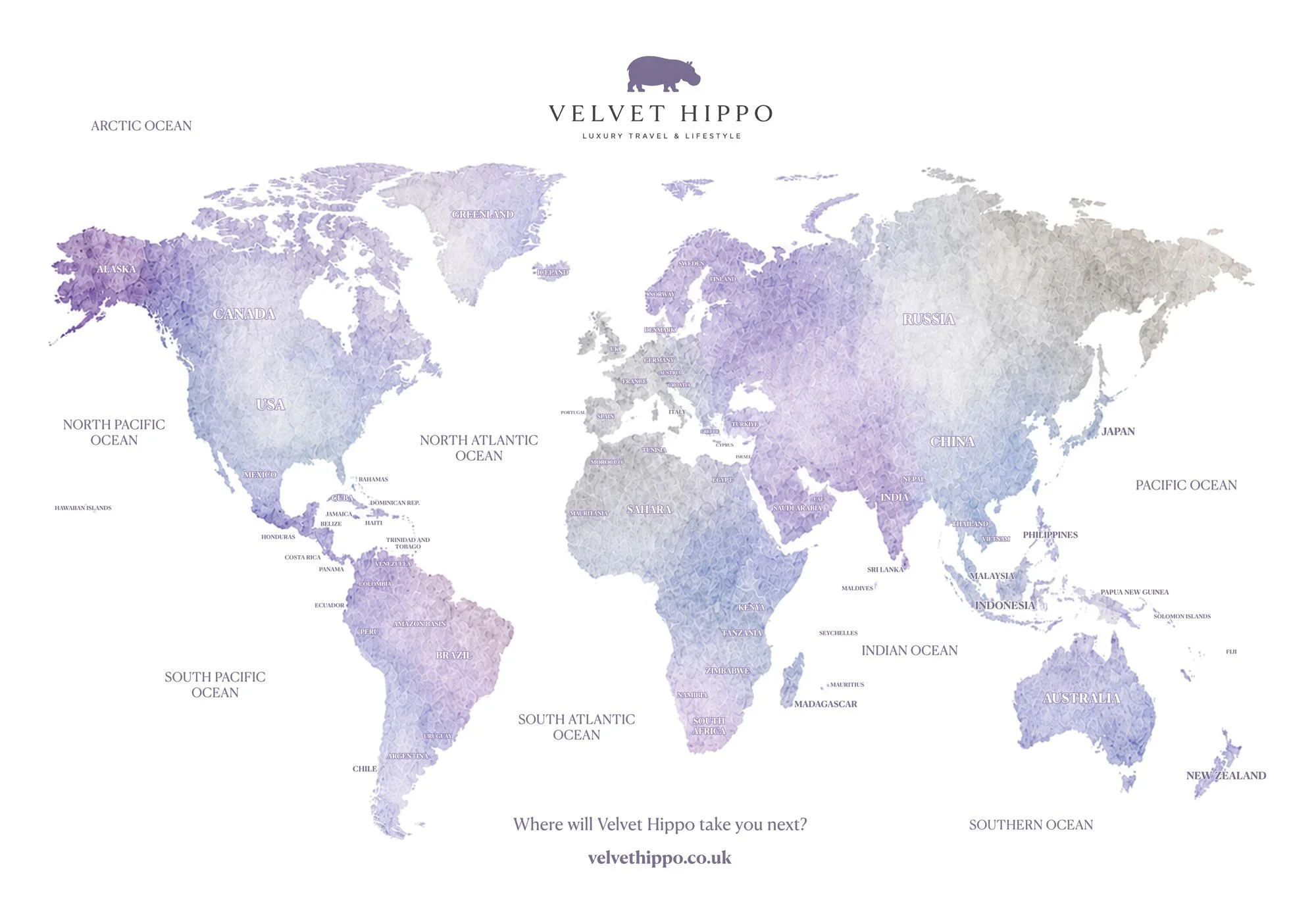 Velvet Hippo World Map