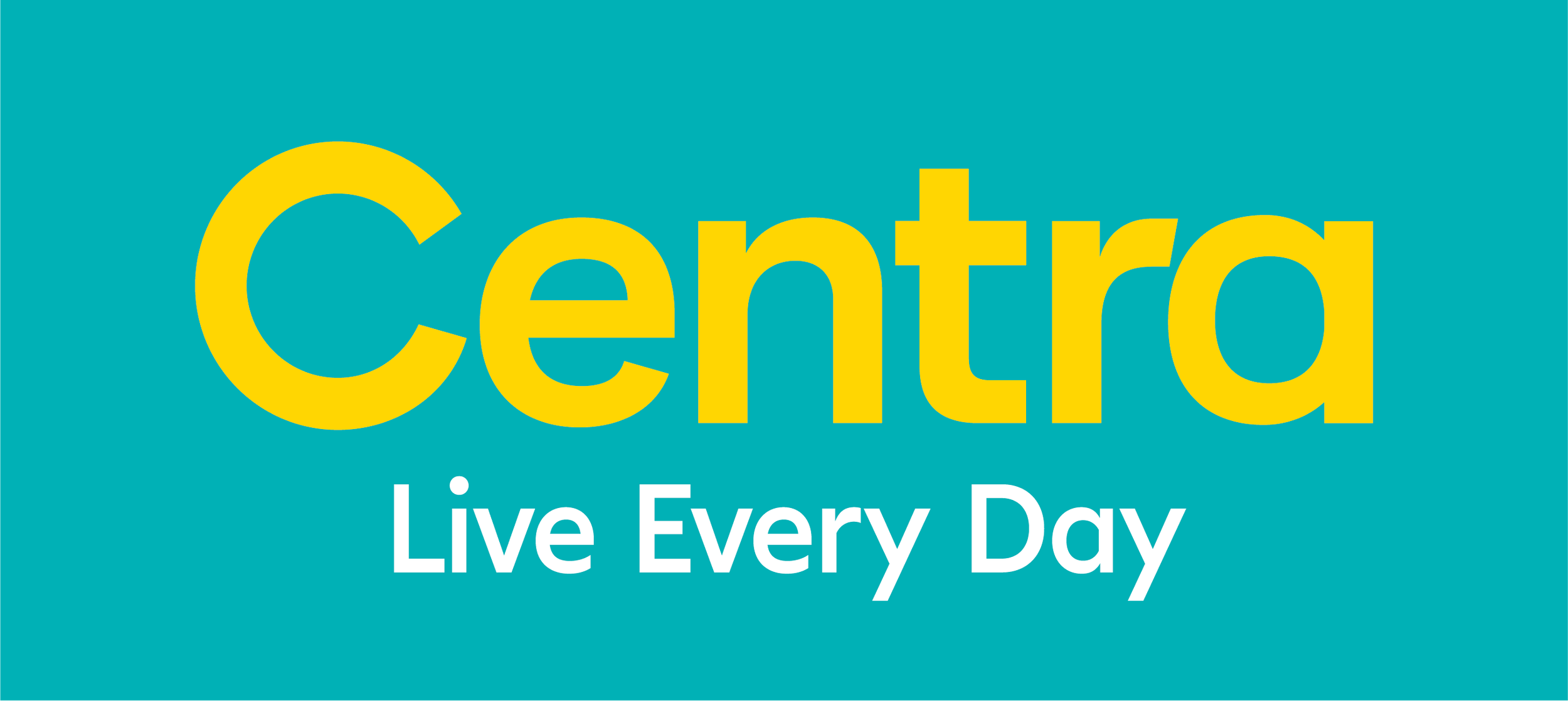 Centrdd logo in yellow text on teal background with slogan 'Live Every Day' in white at the bottom.