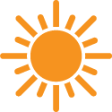 Orange sun icon with rays extending outward