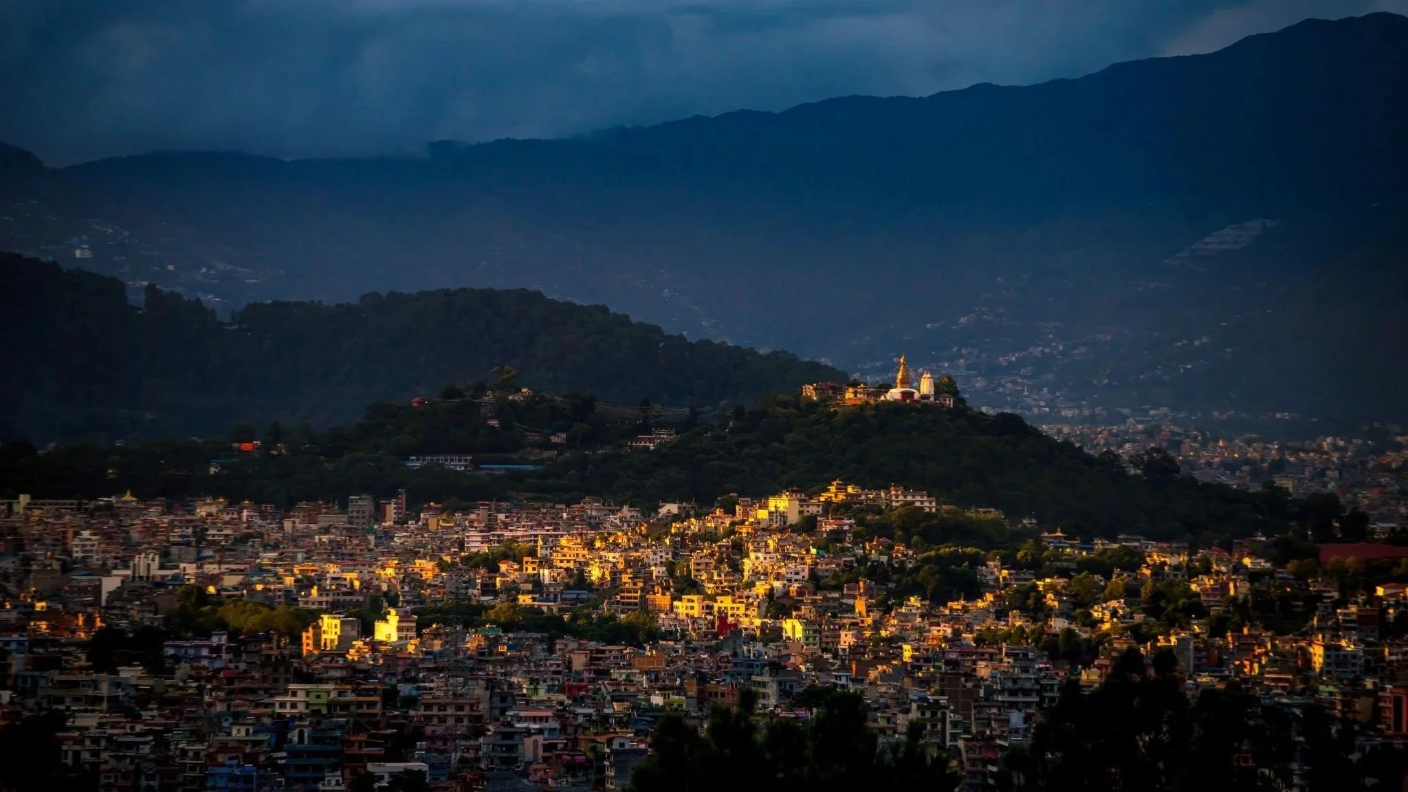 Photo: Swayambhunath Temple atop Kathmandu Valley