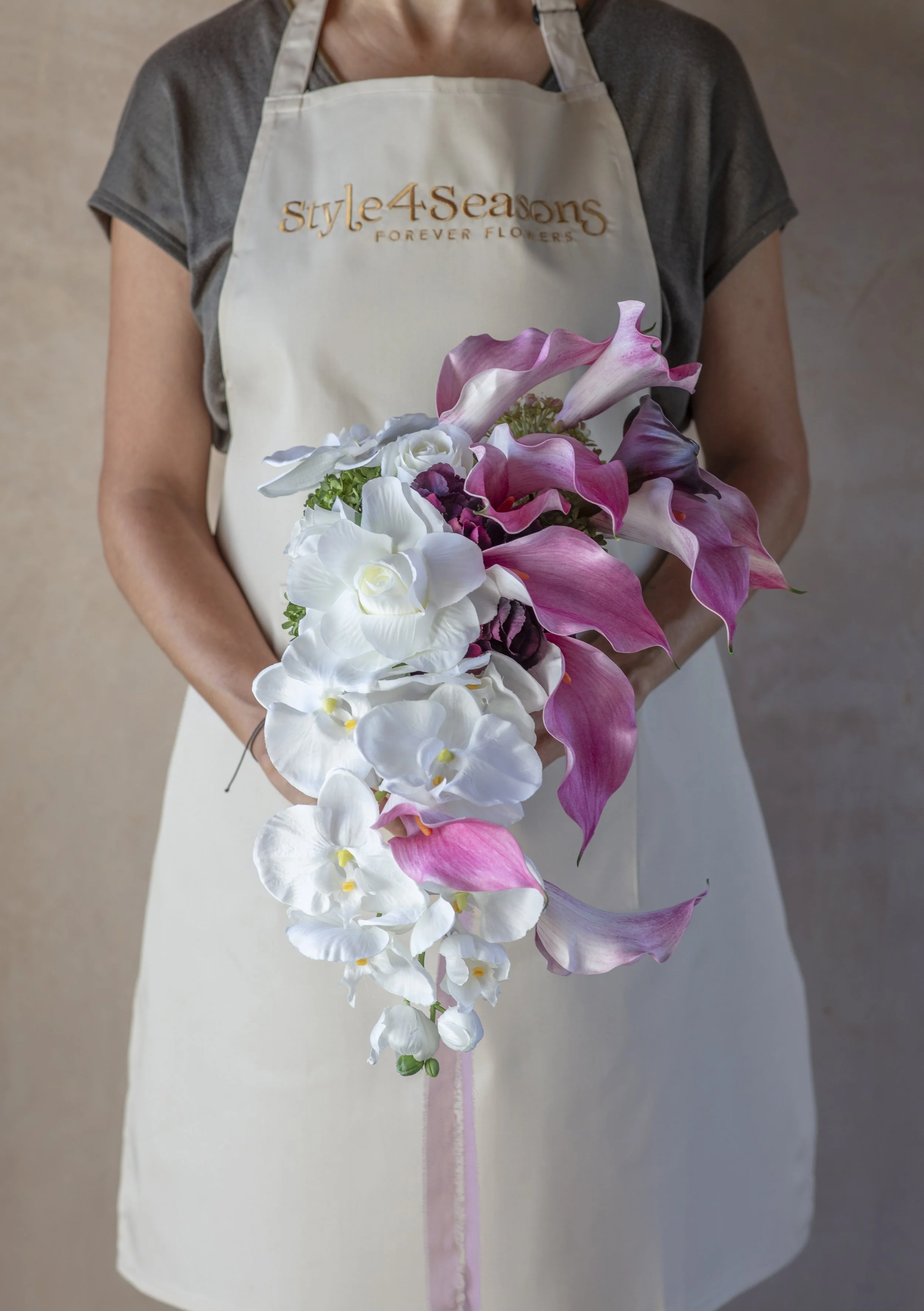 Totally bespoke modern Cala Lily and Orchid bouquet