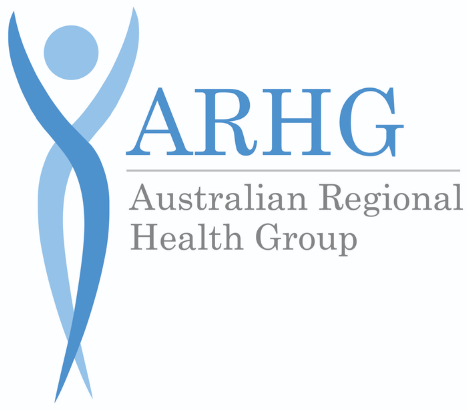 Logo of the Australian Regional Health Group with a stylized human figure and the text ARHG and Australian Regional Health Group.