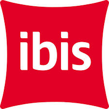 Ibis hotel logo with red background and white lowercase letters