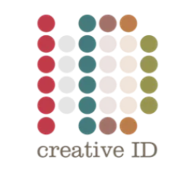 A color palette with multiple rows of colored circles and the text 'creative ID' below.