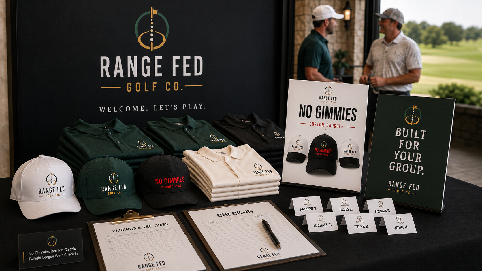 Golf event check-in and merchandise booth