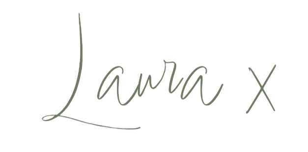 Handwritten-style text that says 'Laura X'.